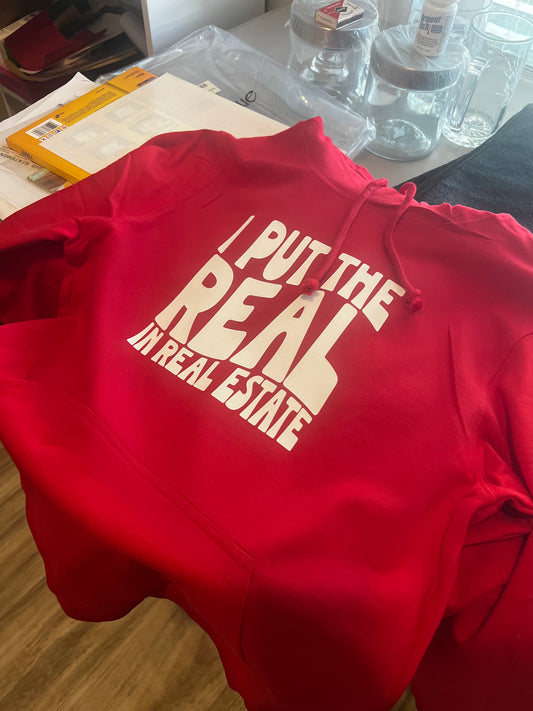 I Put The REAL In Real Estate Hoodie (Red)